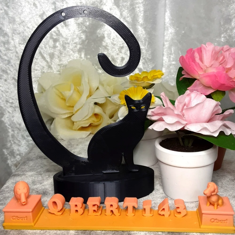 Handmade Cat Earring Stand Display 3D Printed Black